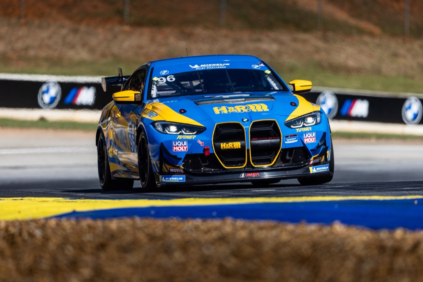 BMW M4 GT4 cornering at Road Atlanta